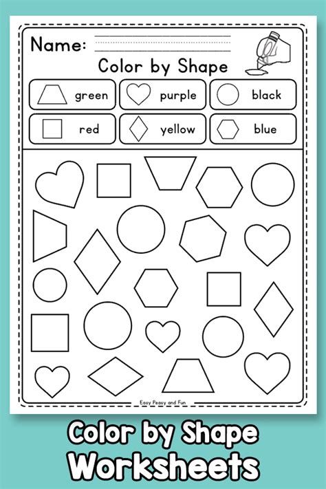 Color by Shape Worksheet Printables