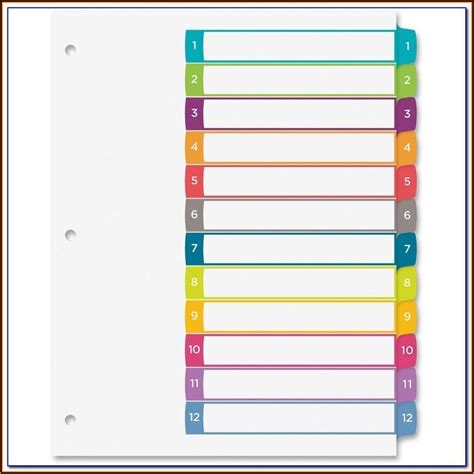 Color-coded divider tab template