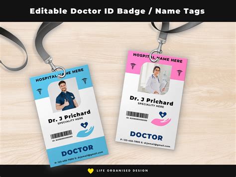 Color-coded doctor name tag template