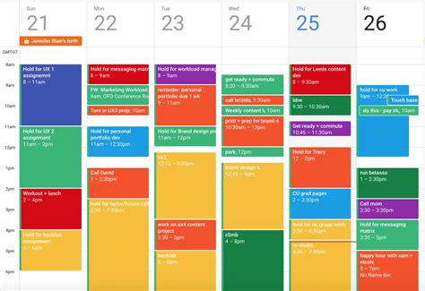 Color-Coded Monthly Calendar Template