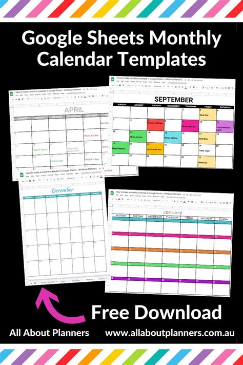 Color-Coded Monthly Calendar Template