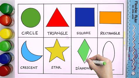 Color the Shapes - Rectangles, Hearts, and Stars