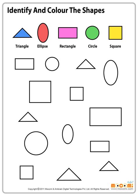 Color the Shapes Worksheets for Preschool