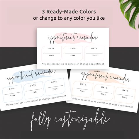 Colorful appointment reminder card template