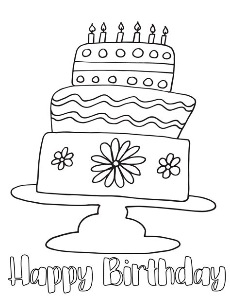 Colorful birthday coloring page