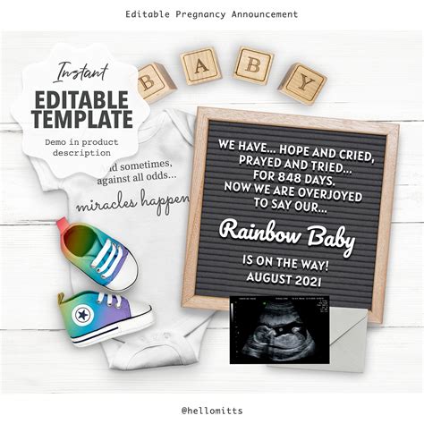 Colorful Blocks Pregnancy Announcement Template