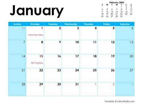 Colorful Calendar Template 2024