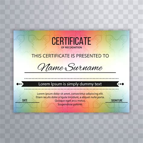 Colorful certificate template