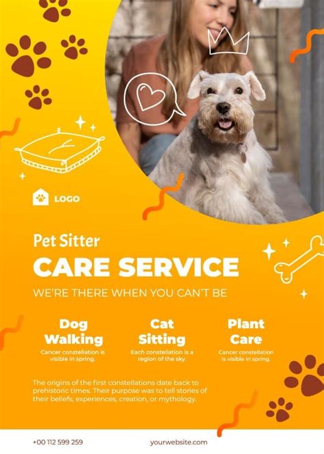 Colorful dog sitting flyer template