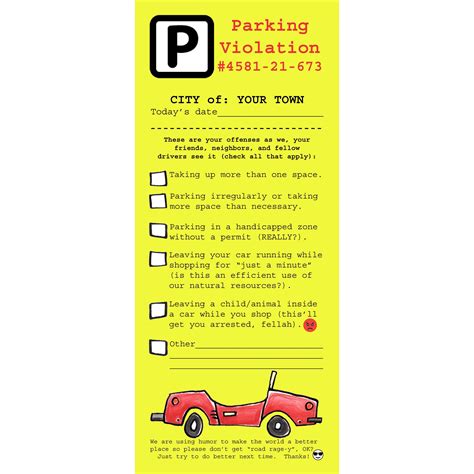 Image of a colorful fake parking ticket