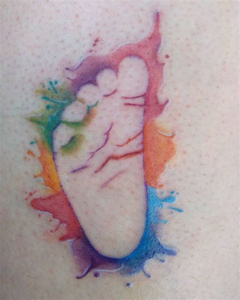 Colorful Footprint Tattoo