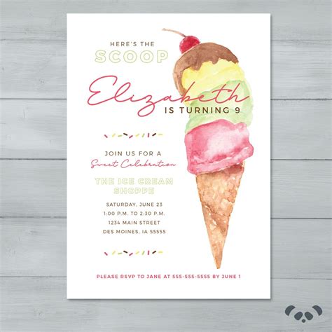 Colorful Ice Cream Cone Invitation