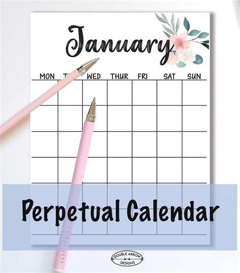 Colorful perpetual calendar template