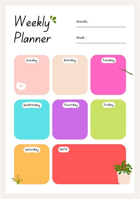 Colorful planner for fun planning