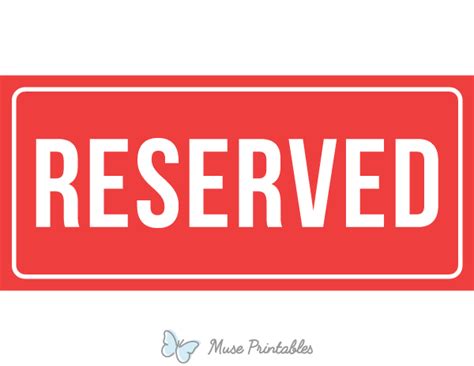 Colorful Reserved Sign Printable