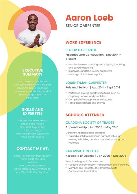 Colorful resume template