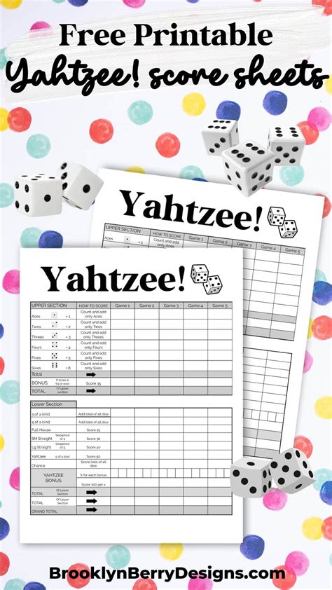 Colorful Design for a 10,000 Dice Score Sheet Printable