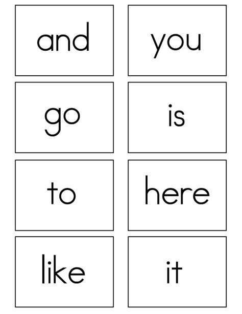 Colorful Sight Word Flashcards