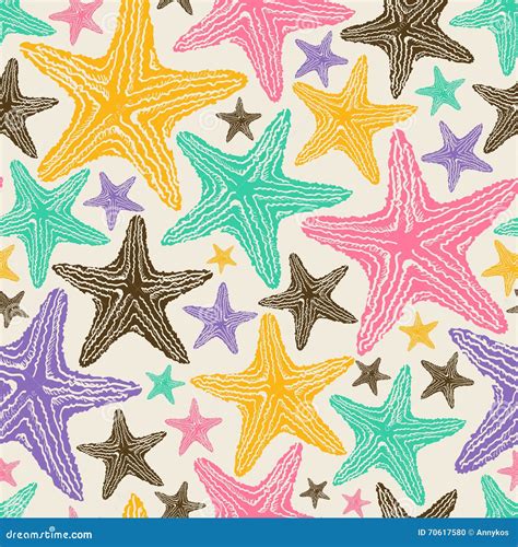 Colorful Starfish Pattern Template for Craft Projects