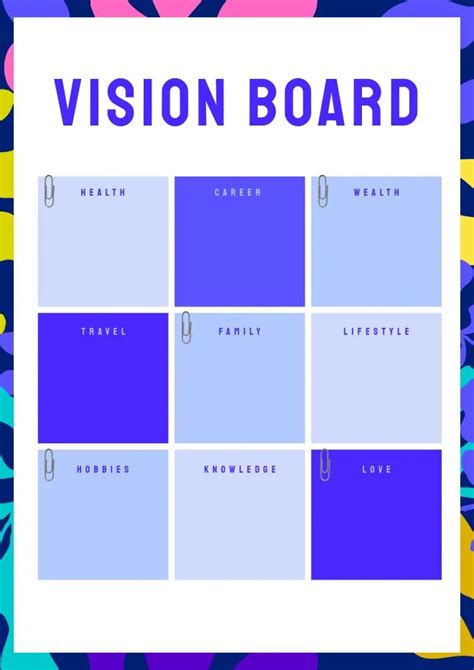 colorful vision board template inspiration