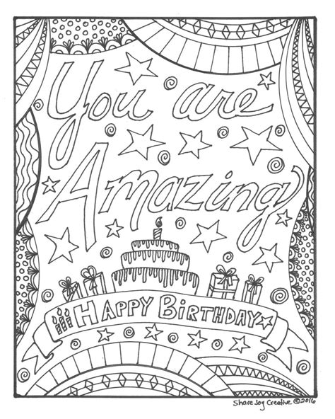 Coloring Birthday Cards for Adults