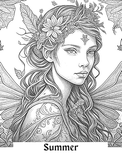 Fantasy-themed coloring book template