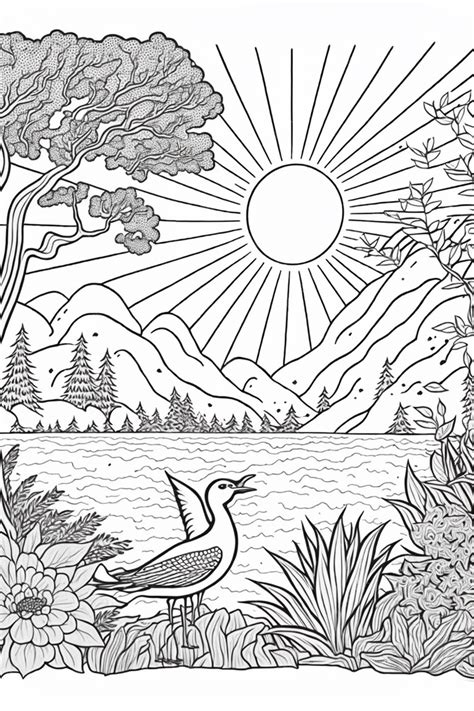 Nature-themed coloring book template