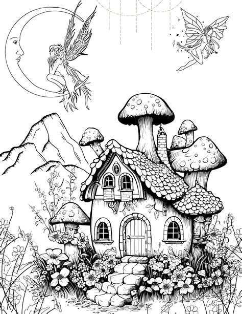 Whimsical-themed coloring book template