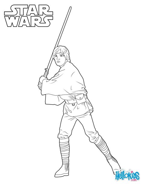 A lightsaber coloring page featuring Luke Skywalker