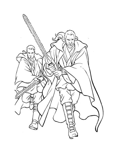 A lightsaber coloring page featuring Obi-Wan Kenobi