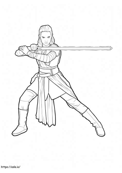 A lightsaber coloring page featuring Rey