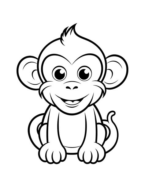 Coloring page featuring a monkey