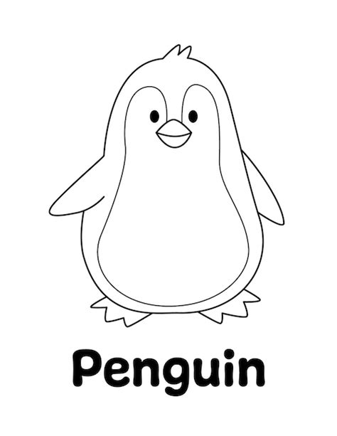 Coloring page featuring a penguin