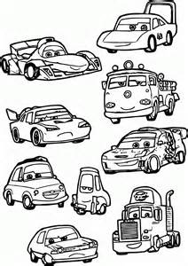 A coloring page of a car with a trailer