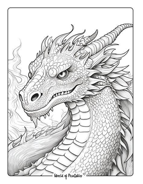 Realistic dragon coloring page with claws