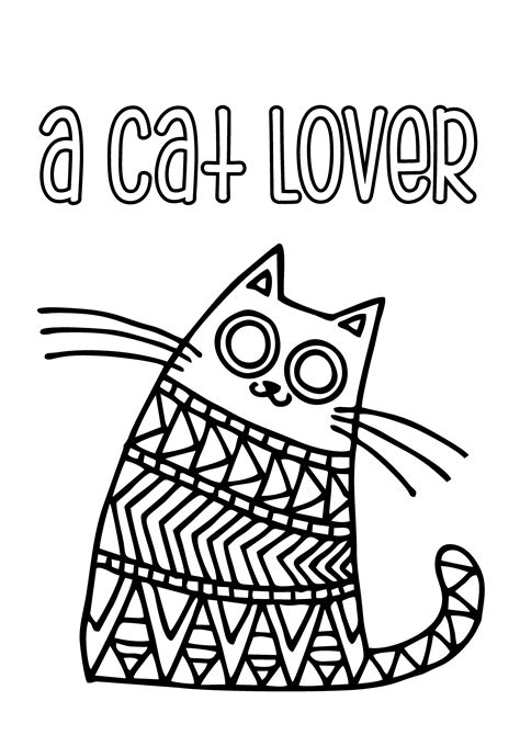 A picture of a cat with a coloring page for cat lovers