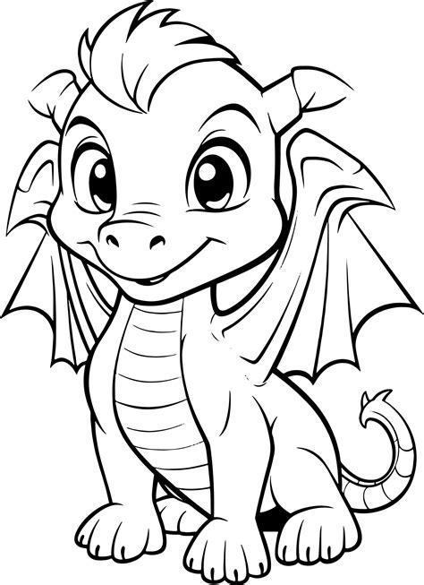 Realistic dragon coloring page with fiery eyes