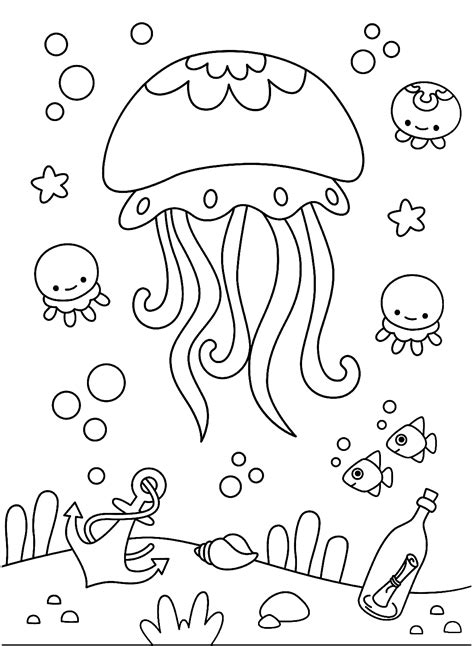 Jellyfish coloring pages for kids