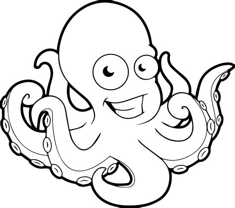 Octopus coloring page with a treasure chest