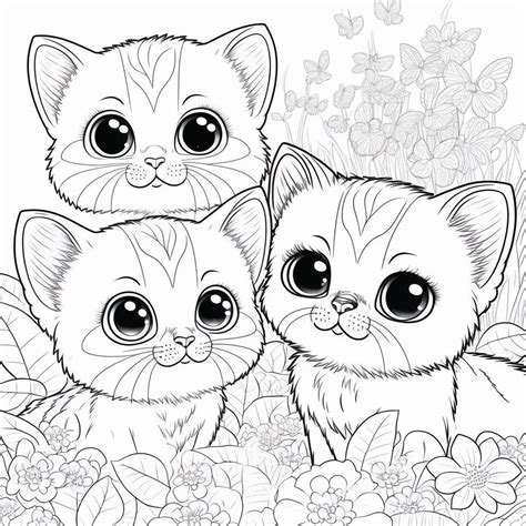 Cute kitten coloring page