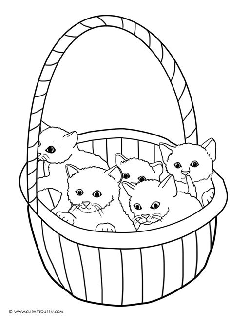 Coloring Pages of Cats and Baskets