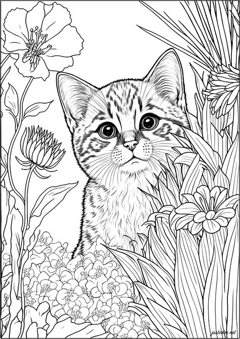 Coloring Pages of Cats and Books