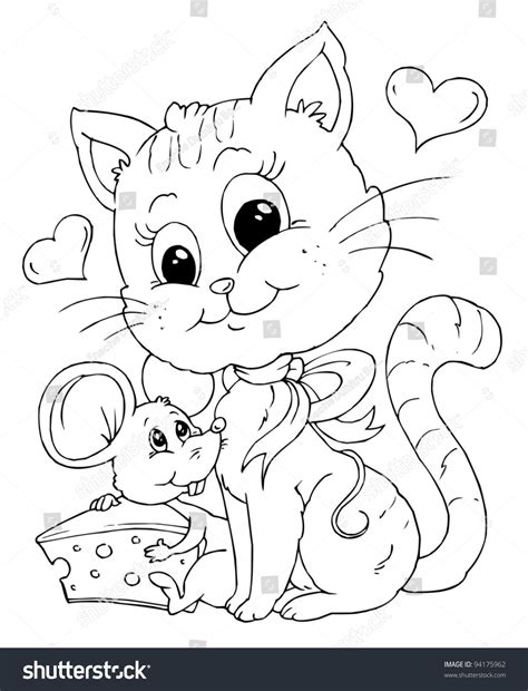 Coloring Pages of Cats and Mice