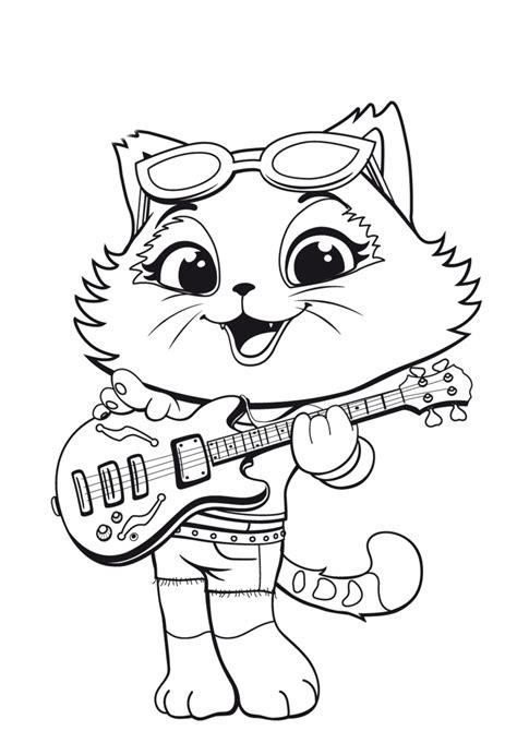 Coloring Pages of Cats with Guitars