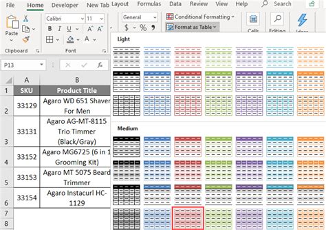 Coloring Rows in Excel