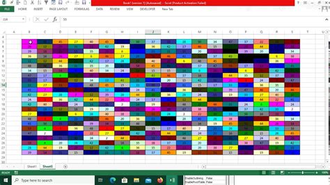 Coloured Cells in Excel Example 1