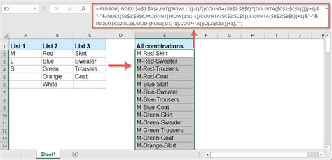 Column Combination Formulas in Google Sheets