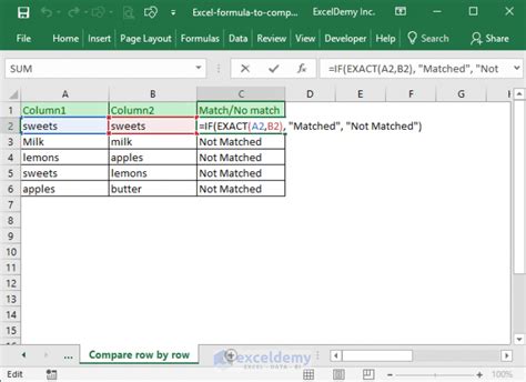 Column Comparison Formula