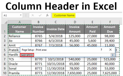 Column Headers