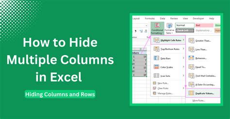 Examples of Hiding Columns in Excel